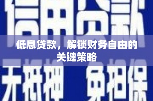 宁县低息贷款，解锁财务自由的关键策略